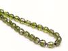 Picture of 8x6 mm, cathedral, Czech beads, olive green, transparent, silver coated sides