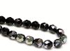 Picture of 8x8 mm, Czech faceted round beads, black, opaque, iridescent luster