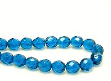 Image de 8x8 mm, perles à facettes tchèques rondes, bleu ciel profond, transparent