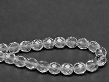 Picture of 8x8 mm, Czech faceted round beads, crystal, transparent