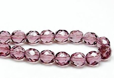 Image de 8x8 mm, perles à facettes tchèques rondes, violet améthyste pâle, transparent