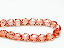 Picture of 8x8 mm, Czech faceted round beads, peachy pink, transparent