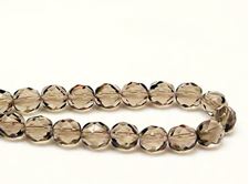 Picture of 8x8 mm, Czech faceted round beads, smoke grey, transparent