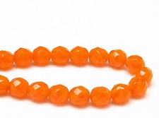 Image de 8x8 mm, perles à facettes tchèques rondes, orange opale, translucide