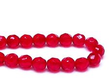 Picture of 8x8 mm, Czech faceted round beads, deep ruby red, transparent