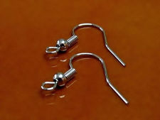 Picture of 9x19 mm, French hook ear wires, brass, platinum color,  with bead and coil, 1 pair