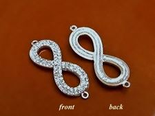 Picture of Connector, eternity sign, rhodium-plated, pavé crystal