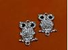 Picture of Connector, owl, rhodium-plated, pavé crystal