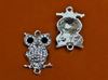 Picture of Connector, owl, rhodium-plated, pavé crystal