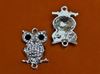 Image de Connecteur, hibou, plaqué rhodium, pavé de cristaux