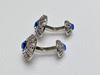 Picture of Cufflinks, round, royal blue crystal, silver-plated filigree