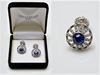 Picture of Cufflinks, round, royal blue crystal, silver-plated filigree