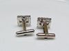 Picture of Cufflinks, open-worked square, black crystals, silver-plated 