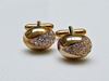 Picture of Cufflinks, oval, dome, transparent crystals in widget, gold-plated 