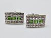 Picture of Cufflinks, rectangular, peridot green crystals, silver-plated