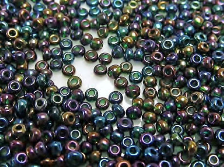 Picture of Czech seed beads, size 11/0, iris blue, AB, 10 gm