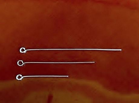 Picture of Eye pins, 2 inches, 21 gauge, silver-plated brass, 20 pieces