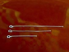Picture of Eye pins, 1.5 inch, 24 gauge, silver-plated brass, 20 pieces