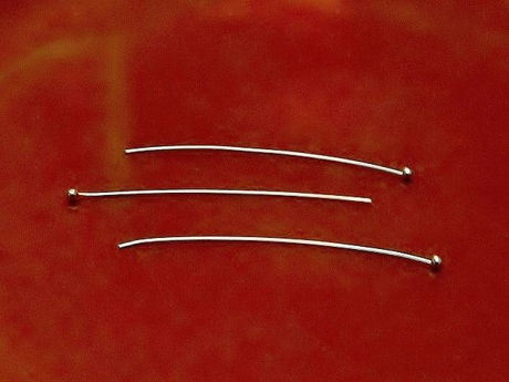 Picture of Head pins with ball, 2 inches, 24 gauge, silver-plated brass, 45 pieces