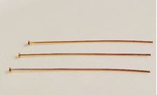 Picture of Head pins, 2 inches, 21 gauge, gold-plated brass, 20 pieces
