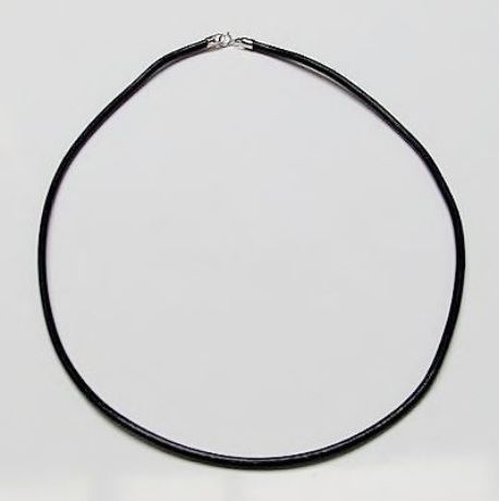 Afbeeldingen van Leren ketting koord, zwart, 3 mm, sterling zilveren karabijn slotje