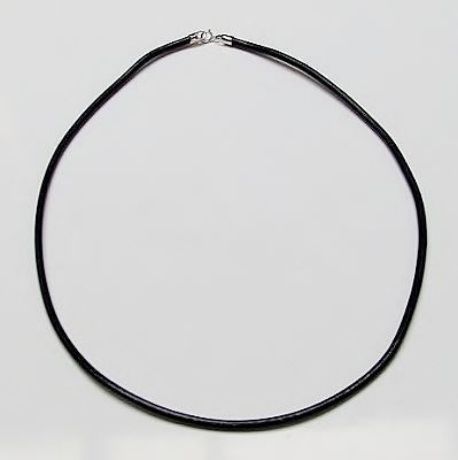 Picture of Leather necklace cord, 3 mm, black, sterling silver lobster clasp