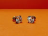 Picture of “Brilliant” cut modern stud earrings, sterling silver, white gold-plated, round cubic zirconia, medium, 7 mm