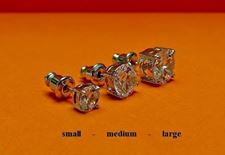 Picture of “Brilliant cut” modern stud earrings, sterling silver, round cubic zirconia, small, 5 mm