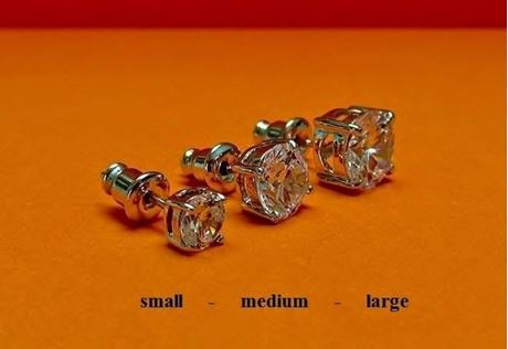 Picture of “Brilliant cut” modern stud earrings, sterling silver, round cubic zirconia, small, 5 mm