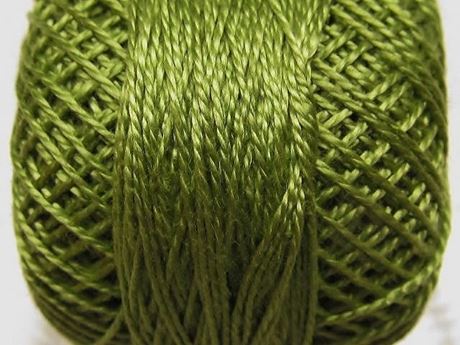 Picture of Pearl cotton, size 8, medium light avocado green, shiny