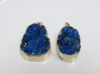 Picture of 23x36 mm, gemstone, pendant, druzy agate, celestial blue, gold color rim