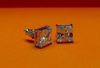 Picture of "Princess cut" stud earrings, sterling silver, square cubic zirconia, large, 8.8 mm