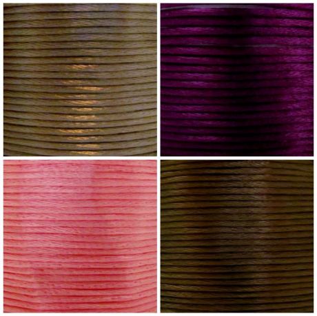 Afbeeldingen van Rattail, rayon satijnkoord, 2 mm, 4 kleuren, set 1, 10 meter in totaal