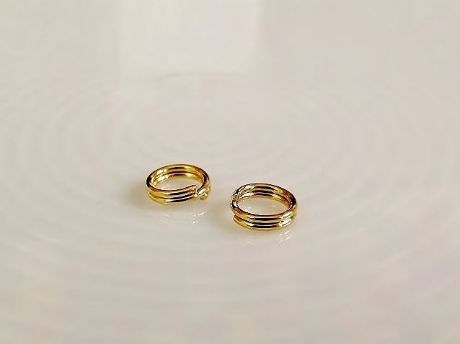Image de 5 mm, anneaux doubles, dorés, 10 pièces
