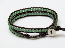 Afbeelding van Wrap armband, edelsteen kralen, aventurijn, groen, natuurlijk