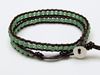 Image de Bracelet wrap en cuir, perles pierres gemmes, aventurine, verte, naturelle