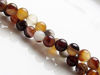 Picture of 6x6 mm, round, gemstone beads, natural striped agate, white with caramel to deep brown