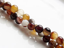 Image de 6x6 mm, perles rondes, pierres gemmes, agate à rayures naturelle, blanc, brun caramel et brun foncé