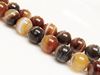 Image de 10x10 mm, perles rondes, pierres gemmes, agate à rayures naturelle, brun caramel et brun foncé