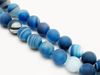 Image de 10x10 mm, perles rondes, pierres gemmes, agate à rayures naturelle, bleu électrique, dépolie