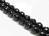 Picture of 10x10 mm, round, gemstone beads, natural striped agate, black, faceted