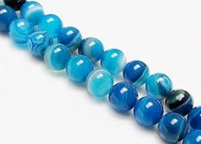 Image de 12x12 mm, perles rondes, pierres gemmes, agate à rayures naturelle, bleu électrique