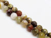 Picture of 10x10 mm, round, gemstone beads, natural striped agate, shades of moss green, faceted