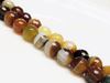 Picture of 10x10 mm, round, gemstone beads, natural striped agate, yellow brown, faceted