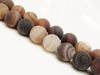 Picture of 10x10 mm, round, gemstone beads, natural striped agate, caramel to deep brown, frosted
