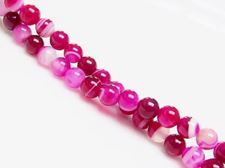 Picture of 6x6 mm, round, gemstone beads, natural striped agate, rose red