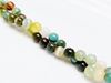 Picture of 6x6 mm, round, gemstone beads, natural striped agate, shades of green