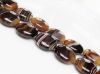 Picture of 18x18x7 mm, puffy coin, gemstone beads, natural striped agate, caramel to deep brown