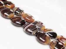 Image de 18x18x7 mm, perles galets arrondis, pierres gemmes, agate à rayures naturelle, brun caramel et brun foncé
