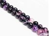 Picture of 8x8 mm, round, gemstone beads, natural striped agate, purple